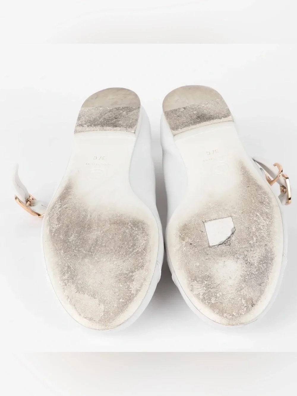 CHANEL White Mary Jane Ballet Flats 37 EU